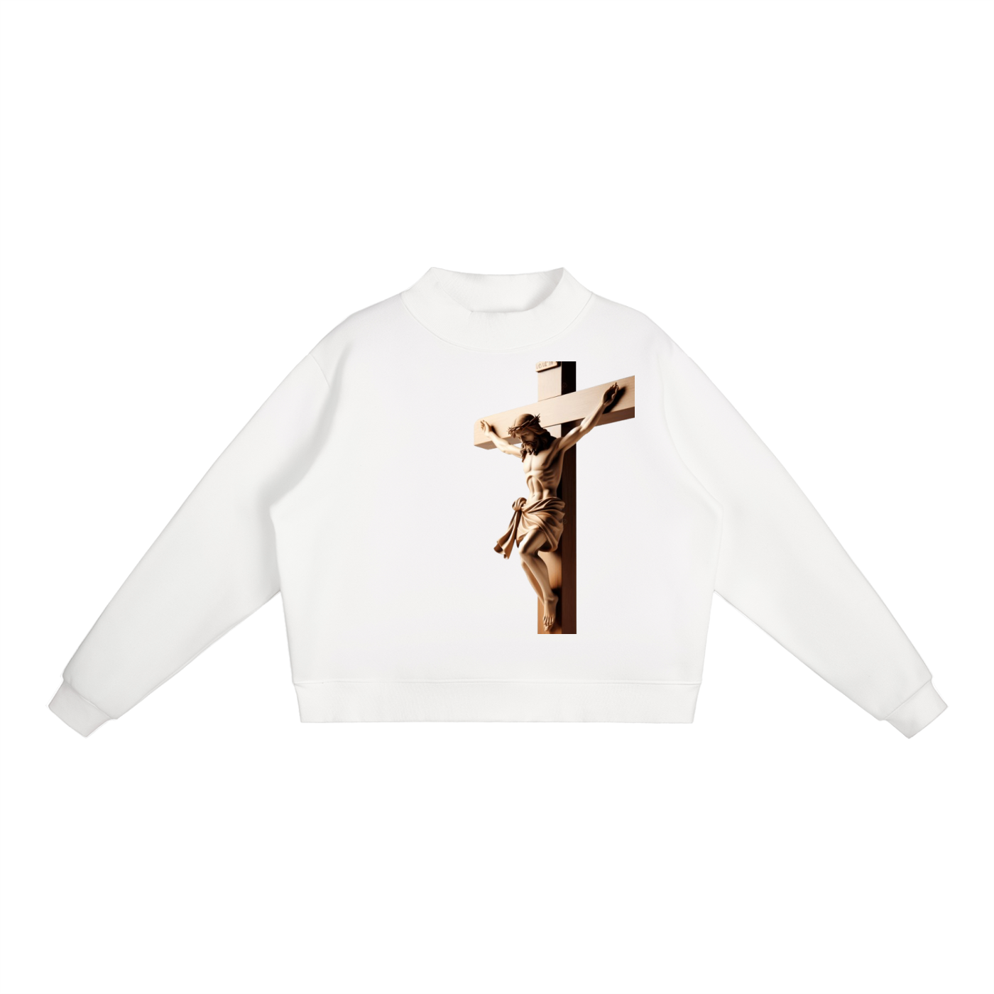 Essential Fleece Mock-Neck Crew Sweatshirt