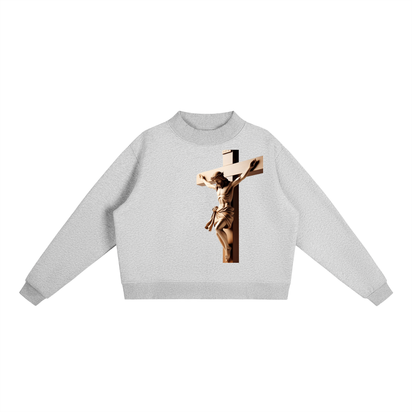 Essential Fleece Mock-Neck Crew Sweatshirt