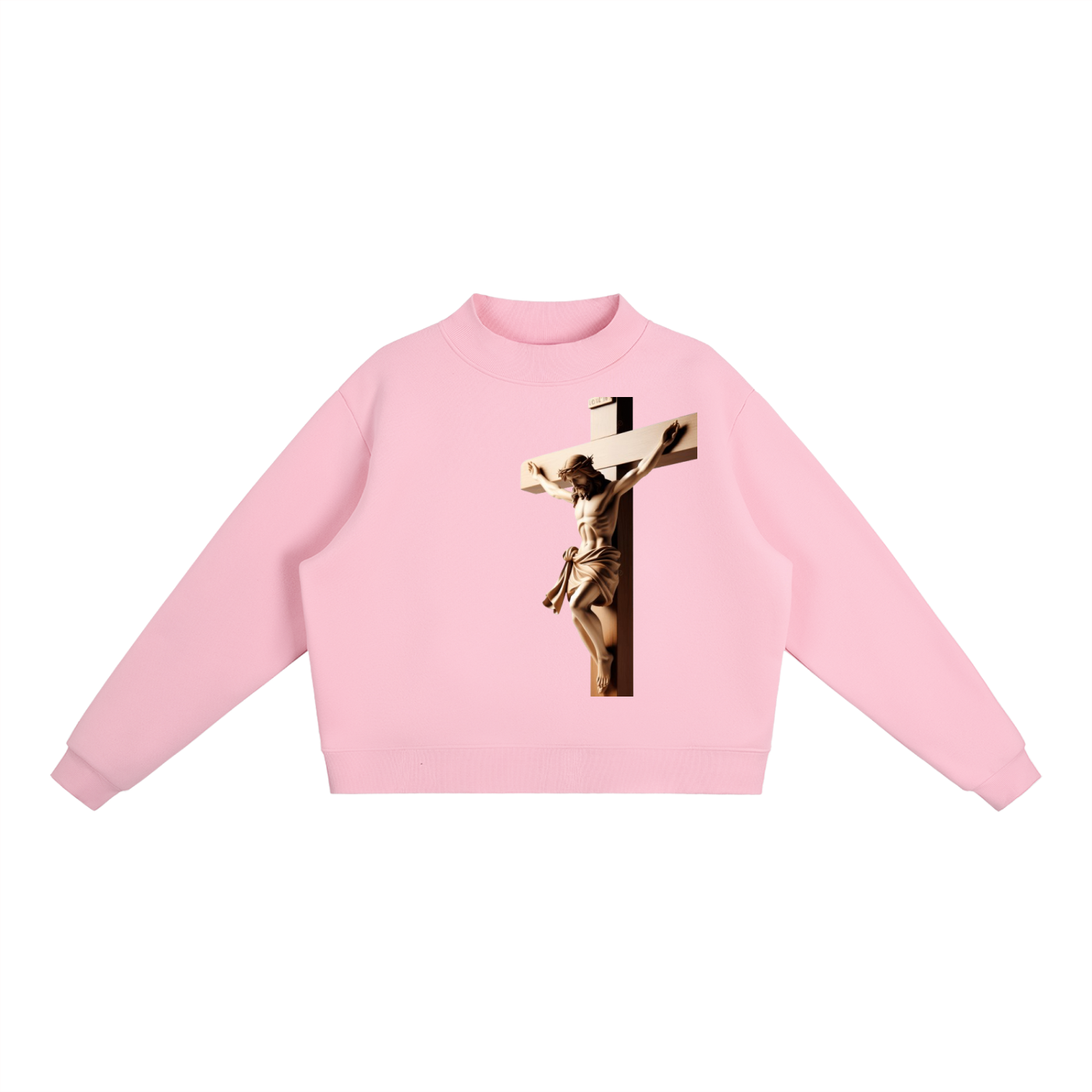 Essential Fleece Mock-Neck Crew Sweatshirt