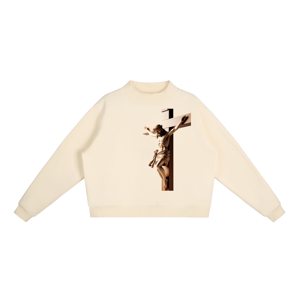 Essential Fleece Mock-Neck Crew Sweatshirt